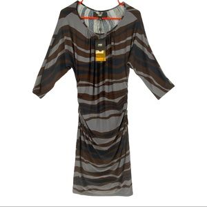 ABS by Allen Schwartz Ladies Short Sleeve Knit Dress Brown/Gray/Black Size L.